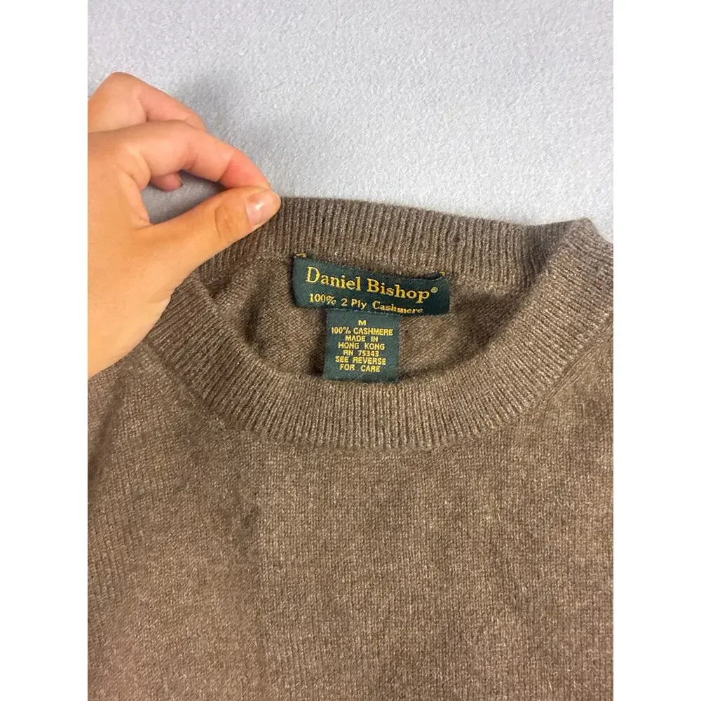 Vintage Daniel Bishop Sweater Mens M Brown 100% 2 Ply Cashmere Quiet Luxury